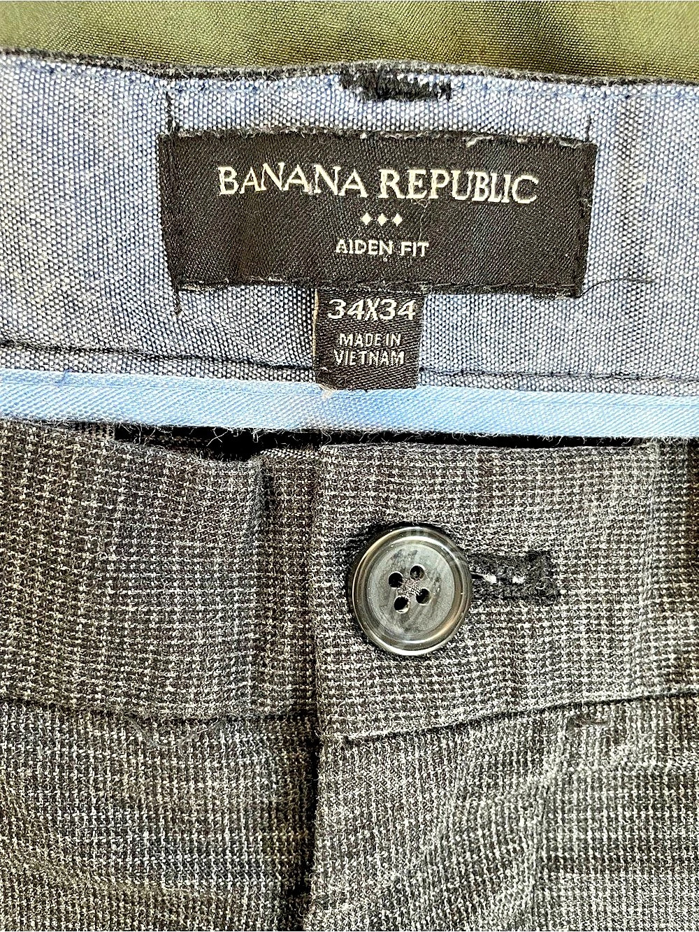 Banana Republic Aiden Chino Pants Mens Check Crosshatch Trousers 34x34**READ** - Picture 3 of 4